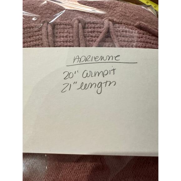 Adrienne Vittadini Pullover Sweater Womens L Dusty Pink Fringed‎ Ribbed Knit - Picture 12 of 12